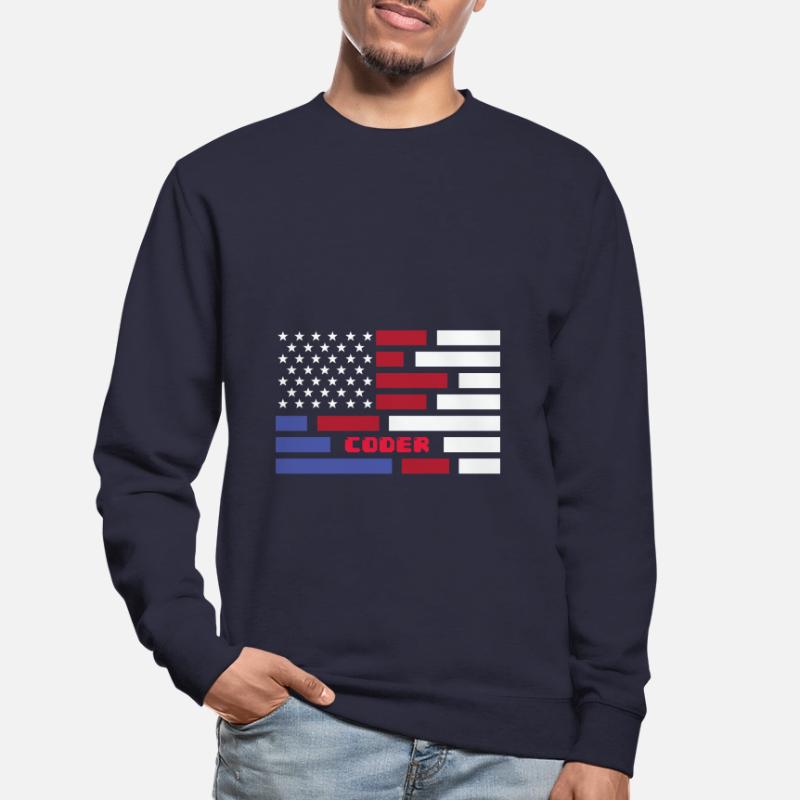 American Flag Coder Coding Computer Nerd Unisex Pullover