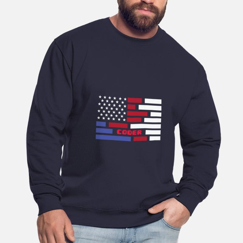 American Flag Coder Coding Computer Nerd Unisex Pullover
