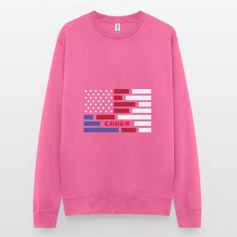 American Flag Coder Coding Computer Nerd Unisex Pullover