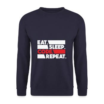Eat Sleep Code Repeat Programmer Devloper - Unisex Pullover - Navy - Vorne - Alina (178cm) & Michal (187cm)