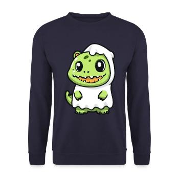 Alligator Halloween Comic Ghost - Unisex Sweatshirt - navy - Front - Alina (178cm) & Michal (187cm)