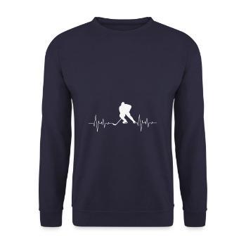 Ice Hockey Love Heartbeat - Unisex Pullover - Navy - Vorne - Alina (178cm) & Michal (187cm)