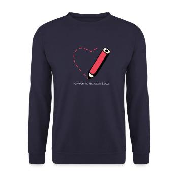 Lassen Sie uns gemeinsam unsere Zukunft zeichnen - den Valentinstag - Unisex Pullover - Navy - Vorne - Alina (178cm) & Michal (187cm)