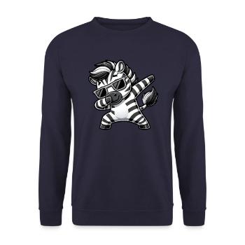 Cool Zebra Dab Cartoon with Sunglasses - Unisex Sweatshirt - navy - Front - Alina (178cm) & Michal (187cm)