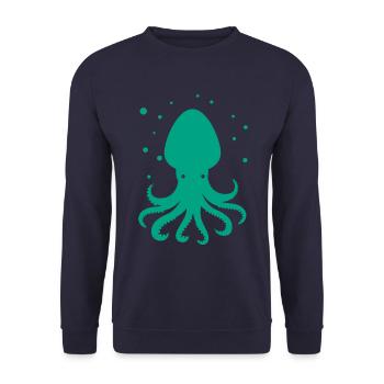 Oktopus - Krake - Zootier - Meereswesen - Unisex Pullover - Navy - Vorne - Alina (178cm) & Michal (187cm)