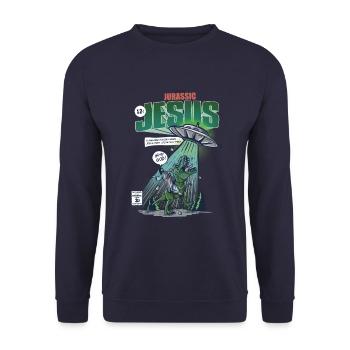 Dinosaur Jesus vs ufo - Sweat-shirt Unisexe - marine - Devant - Alina (178cm) & Michal (187cm)