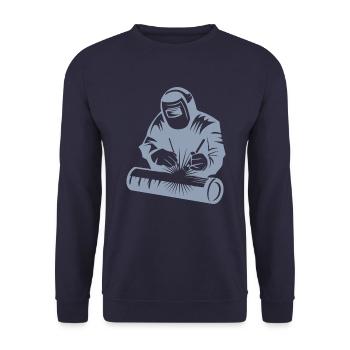 Welder silhouette during arc welding - Unisex Sweatshirt - navy - Front - Alina (178cm) & Michal (187cm)