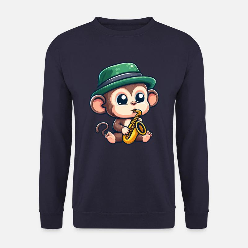 Jazz chimpanzee with saxophone - Unisex Sweatshirt - navy