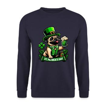Cute cartoon pug St. Patrick's Day dog with - Unisex Sweatshirt - navy - Front - Alina (178cm) & Michal (187cm)