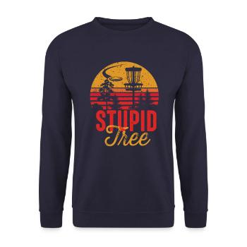 Stupid Tree Frisbee Disc Golf Design - Unisex Sweatshirt - navy - Front - Alina (178cm) & Michal (187cm)