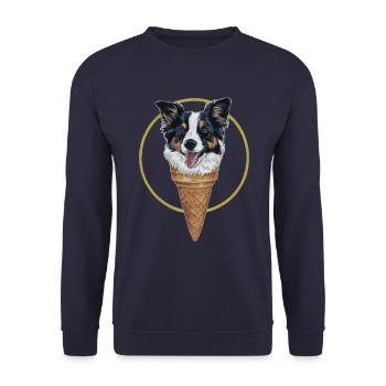 Border Collie comme glace gaufrée pour les amateurs de crème glacée - Sweat-shirt Unisexe - marine - Devant - Alina (178cm) & Michal (187cm)