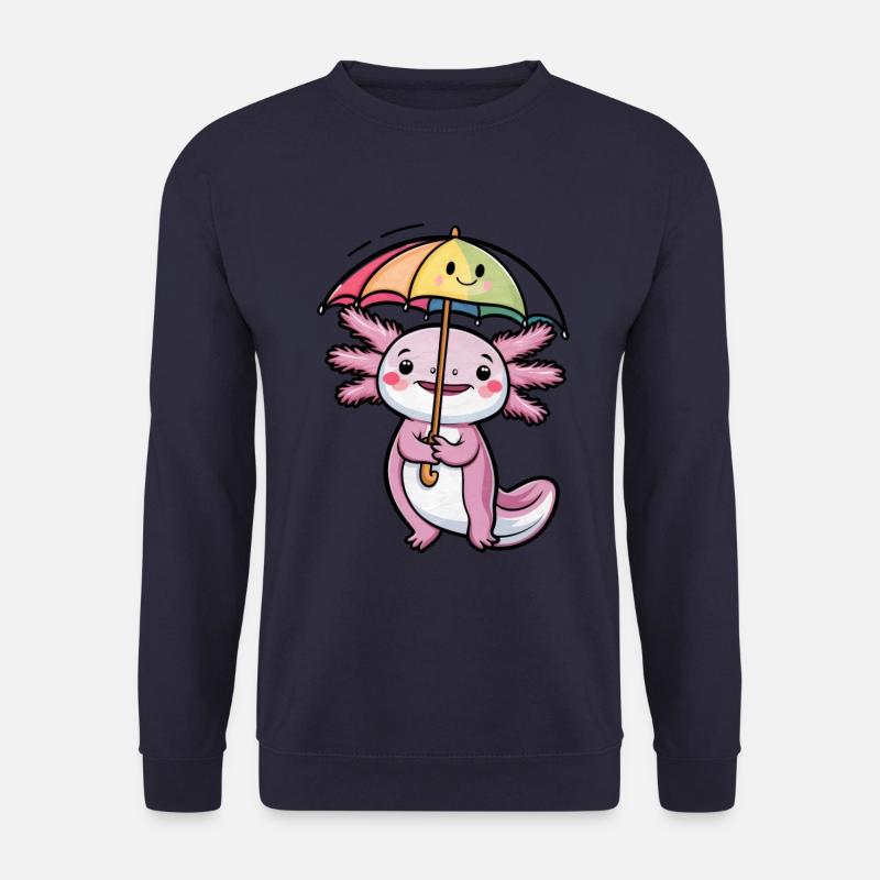 Mignon axolotl avec parapluie - Sweat-shirt Unisexe - marine