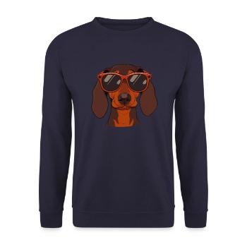 Dachshund Sunglasses Dog Lovers - Unisex Sweatshirt - navy - Front - Alina (178cm) & Michal (187cm)