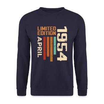 Geboren im April 1954 Geburtstagsgeschenk 1954 Retro - Unisex Pullover - Navy - Vorne - Alina (178cm) & Michal (187cm)