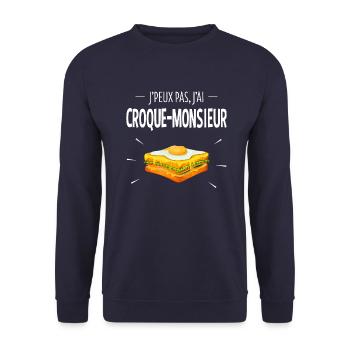 J'PEUX PAS, J'AI CROQUE-MONSIEUR - Sweat-shirt Unisexe - marine - Devant - Alina (178cm) & Michal (187cm)