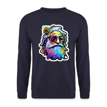 Grand-père hippie - Sweat-shirt Unisexe - marine - Devant - Alina (178cm) & Michal (187cm)