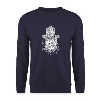 hamsa hindu shiva buddha om goa psychedelic - Unisex Sweatshirt - navy - Front - Alina (178cm) & Michal (187cm)