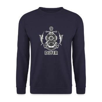 DIVER Taucher Tauchen - Unisex Pullover - Navy - Vorne - Alina (178cm) & Michal (187cm)