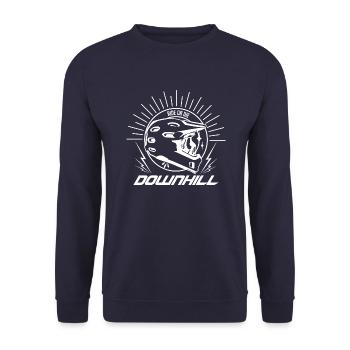 Downhill Ride or the Skull Helmet - Unisex Sweatshirt - navy - Front - Alina (178cm) & Michal (187cm)