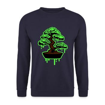 Tree Bonsai Symbol - Unisex Sweatshirt - navy - Front - Alina (178cm) & Michal (187cm)