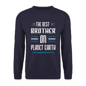Bester Bruder Spruch - Unisex Pullover - Navy - Vorne - Alina (178cm) & Michal (187cm)