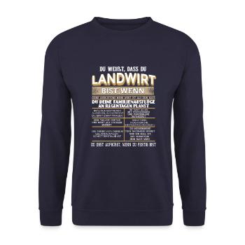 Lustiges Landwirt T-Shirt | Landwirt Bauernkind - Unisex Pullover - Navy - Vorne - Alina (178cm) & Michal (187cm)