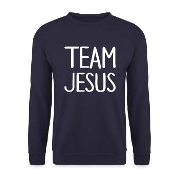 Team Jesus - Unisex Sweatshirt - navy - Front - Alina (178cm) & Michal (187cm)