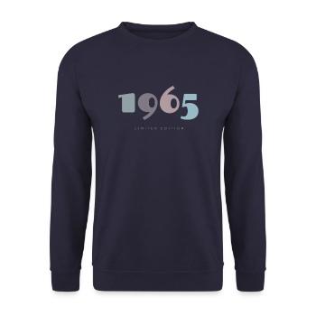 1965 Retro Year Design - Born 1965 Birthday Gift - Unisex Sweatshirt - navy - Front - Alina (178cm) & Michal (187cm)