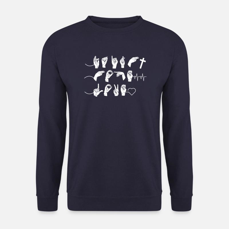Glaube, Liebe, Hoffnung im Fingeralphabet - Unisex Pullover - Navy