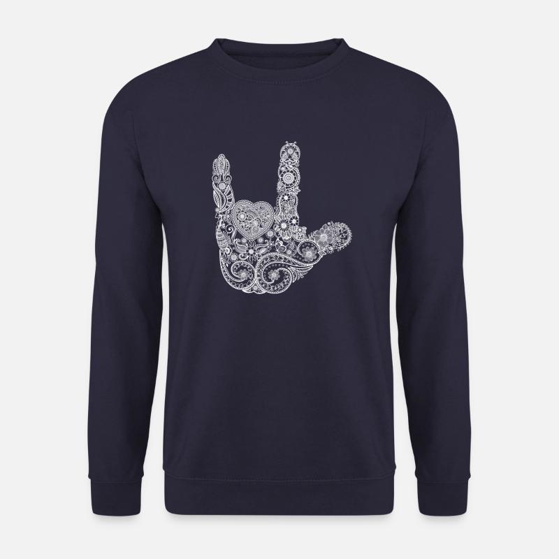 Mandalia - I Love You Handzeichen - Unisex Pullover - Navy