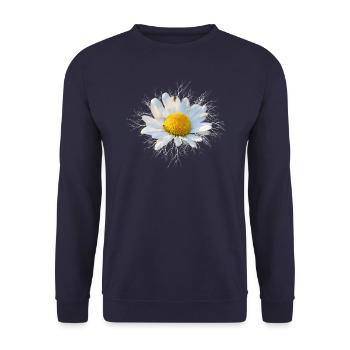 Marguerite White Flower - Unisex Sweatshirt - navy - Front - Alina (178cm) & Michal (187cm)