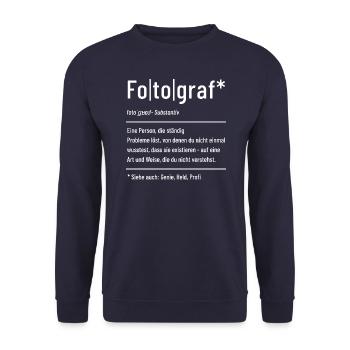 Fotograf - Definition - Lexikon - Unisex Pullover - Navy - Vorne - Alina (178cm) & Michal (187cm)
