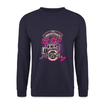 Drummer Mädchen - Unisex Pullover - Navy - Vorne - Alina (178cm) & Michal (187cm)