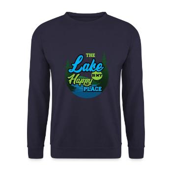 Der See ist mein liebster Ort - Unisex Pullover - Navy - Vorne - Alina (178cm) & Michal (187cm)