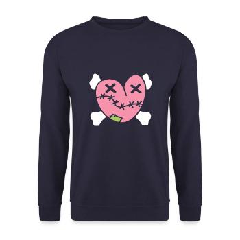 Coeur triste avec des os - Halloween - Sweat-shirt Unisexe - marine - Devant - Alina (178cm) & Michal (187cm)