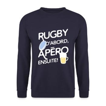 Rugby et apéro - Sweat-shirt Unisexe - marine - Devant - Alina (178cm) & Michal (187cm)