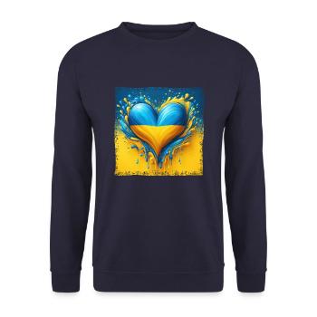 Ukraine Heart Flag Water Drop Design - Unisex Sweatshirt - navy - Front - Alina (178cm) & Michal (187cm)