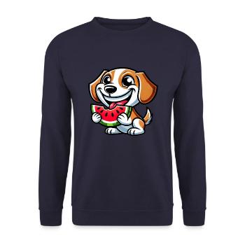 Beagle Wassermelone süßer Hund mit Melone Sommer - Unisex Pullover - Navy - Vorne - Alina (178cm) & Michal (187cm)