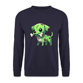 Mignon Halloween chien zombie beagle avec os - Sweat-shirt Unisexe - marine - Devant - Alina (178cm) & Michal (187cm)