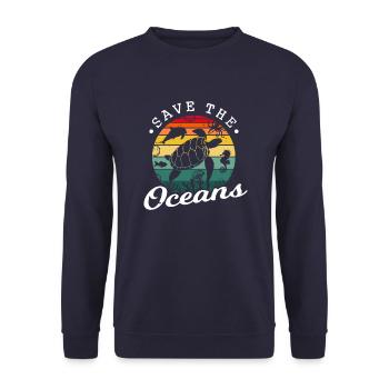 Save the oceans - Unisex Sweatshirt - navy - Front - Alina (178cm) & Michal (187cm)
