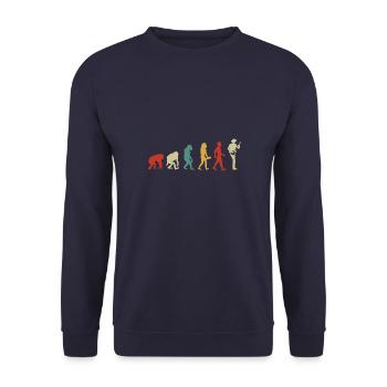 Banjo Retro Spieler - Unisex Pullover - Navy - Vorne - Alina (178cm) & Michal (187cm)