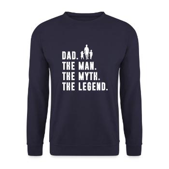 Papa Mythos Legende - Unisex Pullover - Navy - Vorne - Alina (178cm) & Michal (187cm)