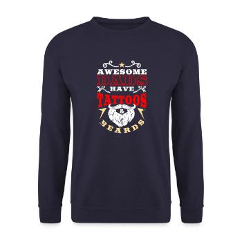 Papa-Bart-Tätowierungen - Unisex Pullover - Navy - Vorne - Alina (178cm) & Michal (187cm)