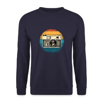 Vintage Retro Kamera - Unisex Pullover - Navy - Vorne - Alina (178cm) & Michal (187cm)