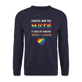 LGBT Hate Love - Unisex Pullover - Navy - Vorne - Alina (178cm) & Michal (187cm)
