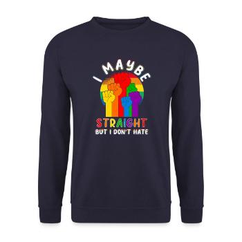 LGBT Rainbow Straight - Unisex Pullover - Navy - Vorne - Alina (178cm) & Michal (187cm)