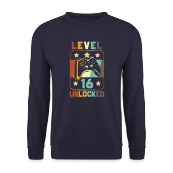 Level 16 Unlocked - Unisex Pullover - Navy - Vorne - Alina (178cm) & Michal (187cm)
