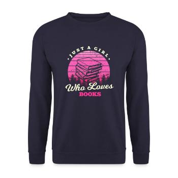 Girl Loves Books - Unisex Sweatshirt - navy - Front - Alina (178cm) & Michal (187cm)