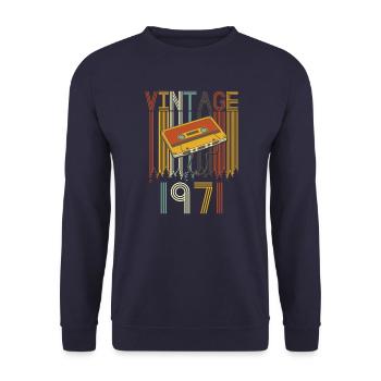 Vintage 1971 Retro - Unisex Pullover - Navy - Vorne - Alina (178cm) & Michal (187cm)