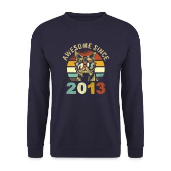 Awesome Since 2013 - Unisex Sweatshirt - navy - Front - Alina (178cm) & Michal (187cm)